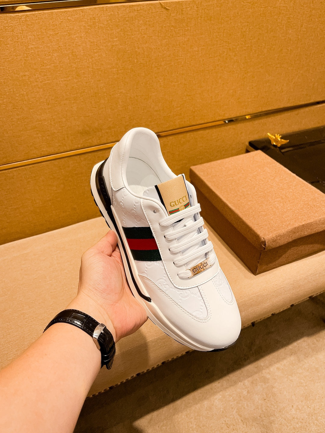 GG Men's ACE Sneaker White Cowhide 108037