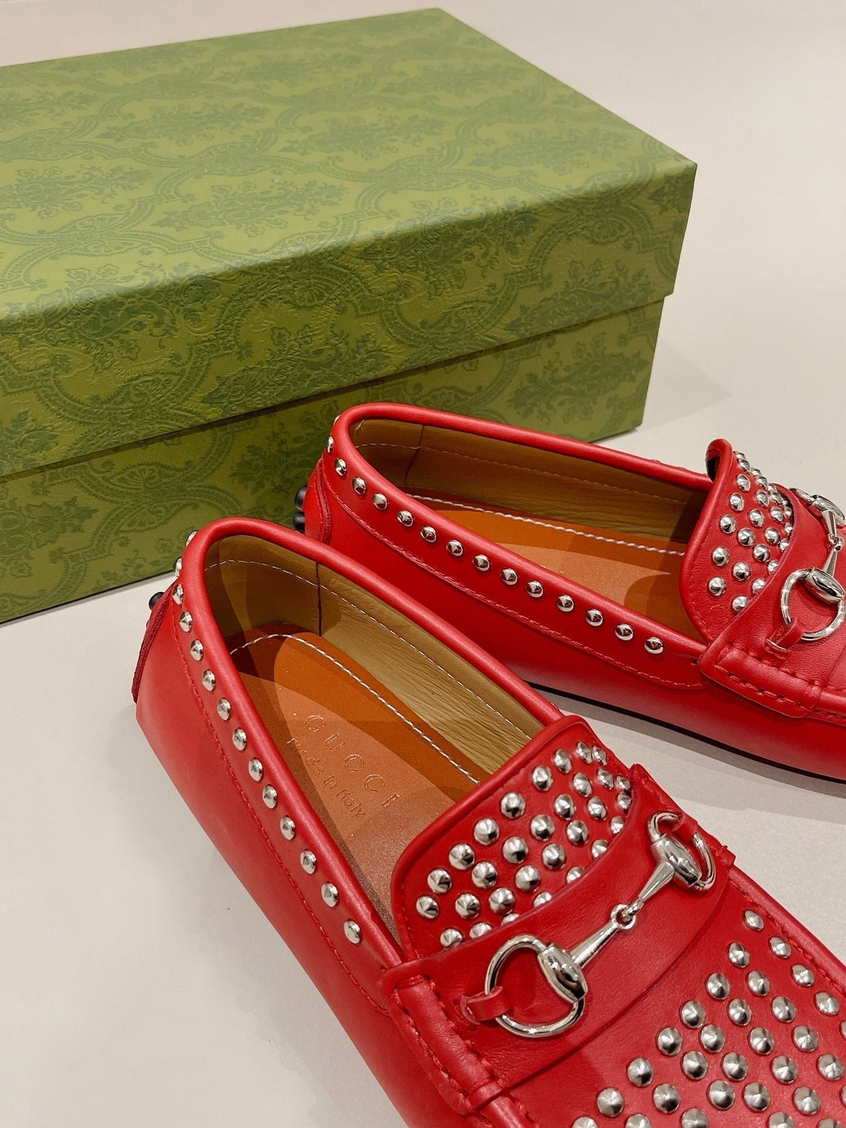 GG Men's Leather Loafer Stud Red Calfskin