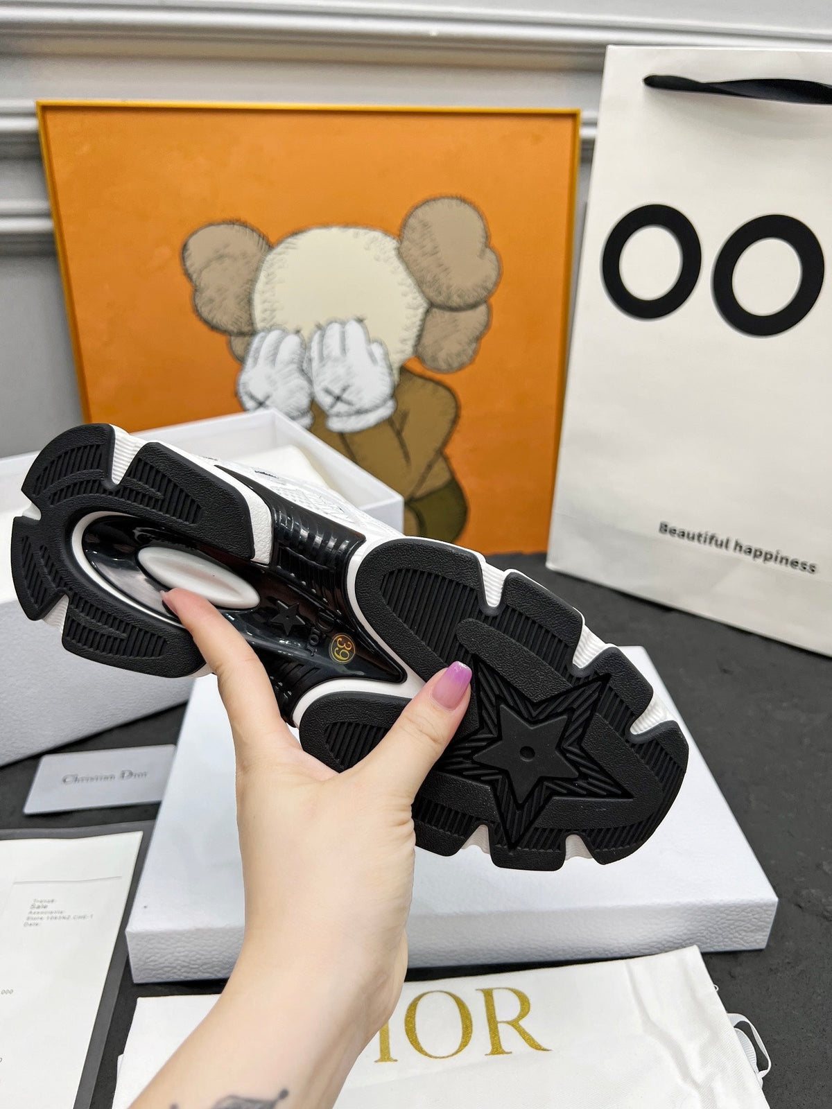 CD Chrono Sneaker White Black Mesh Fabric And Calfskin