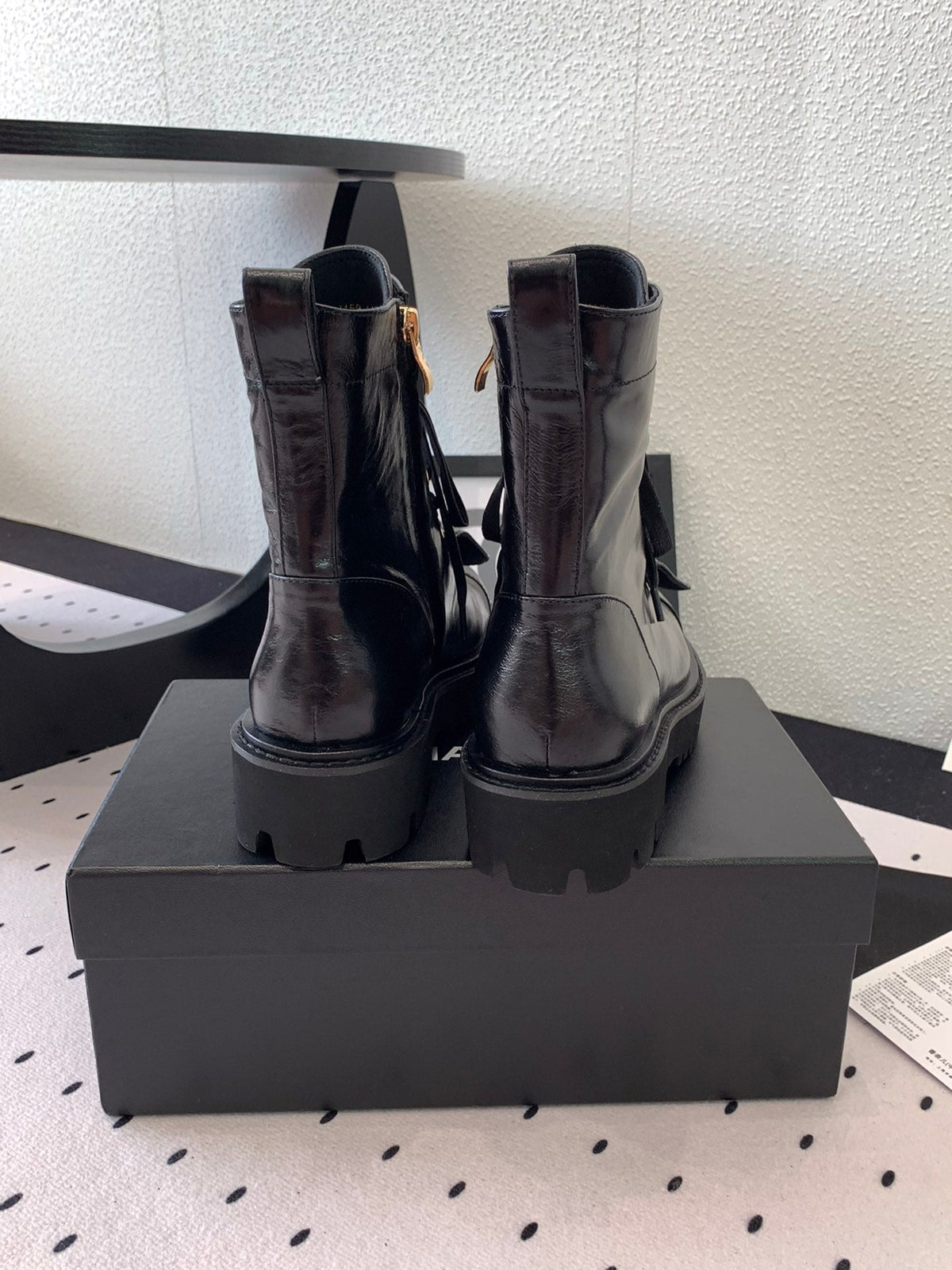 CC Short Boots In Black Logo Print Lambskin  938057