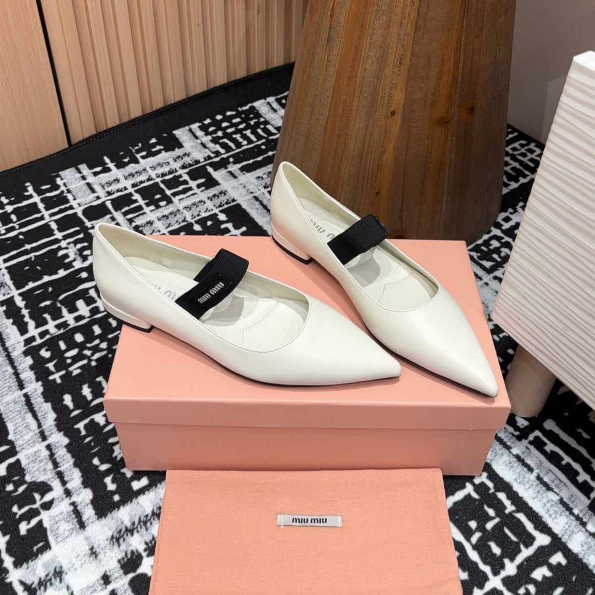 Miu Mary Jane White Lambskin
