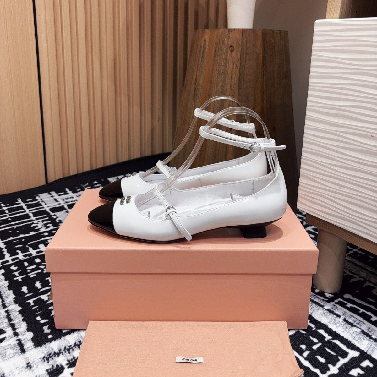 Miu Mary Jane White Porcelain Lambskin