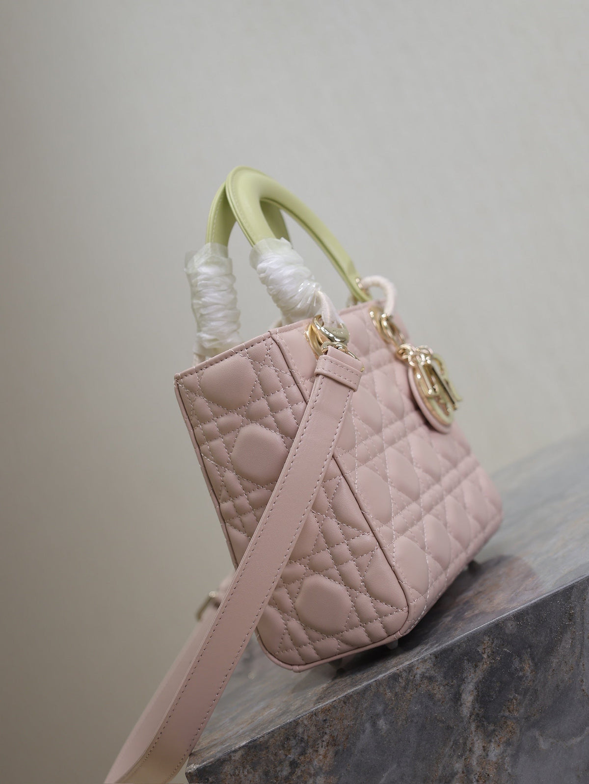 Lady Bag 17cm Pink Pale Green Lambksin