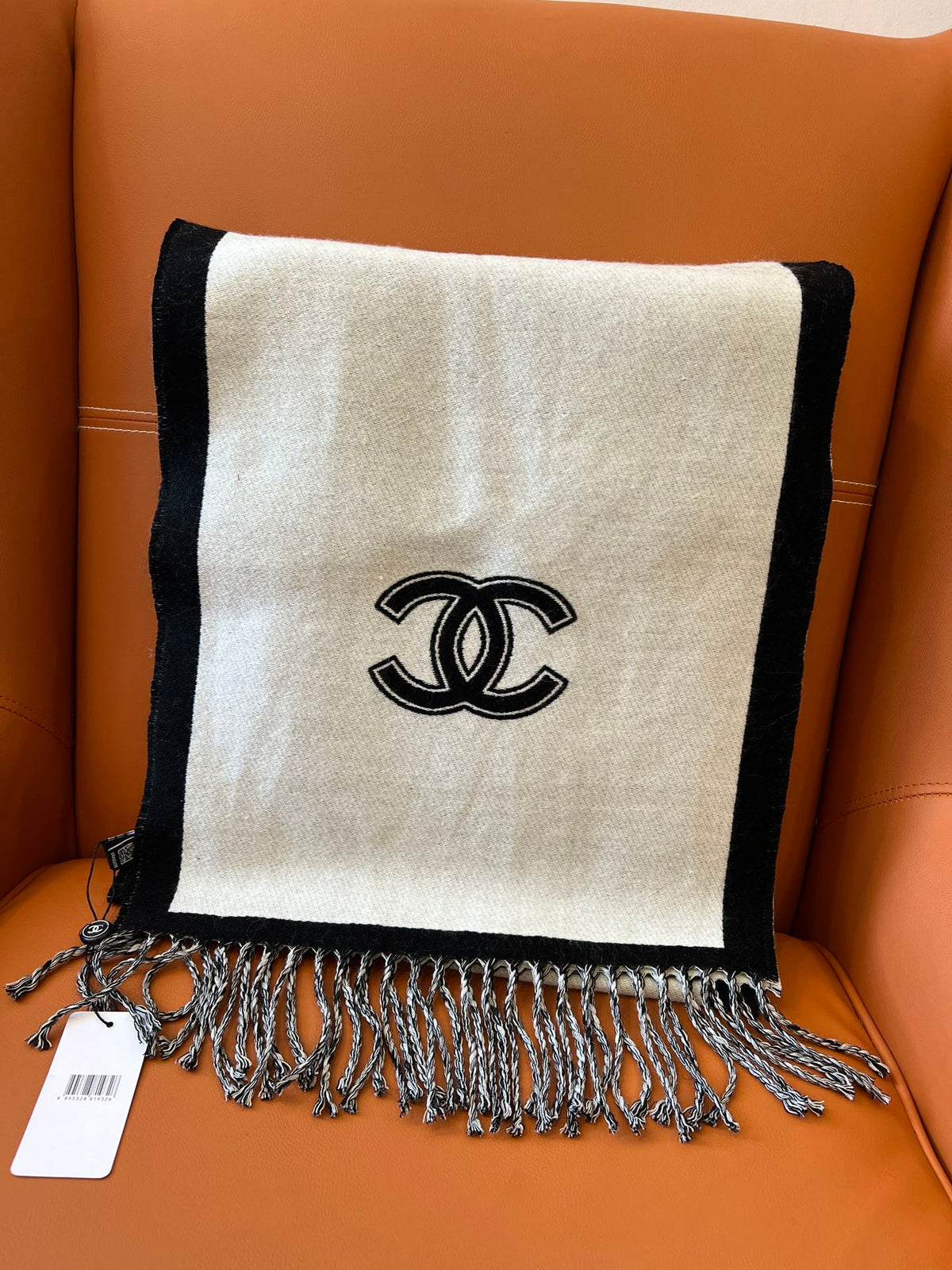 CC Scarf 184 CM In White Mix Black Wool Fleece 385533
