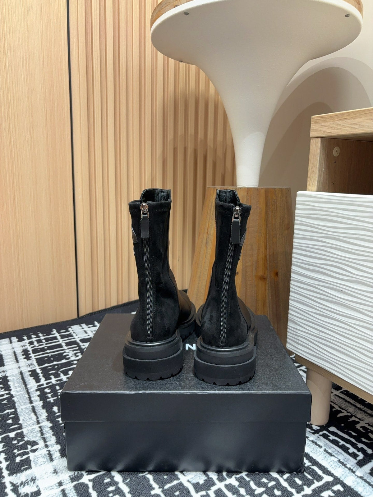 CC Short Boots 45mm Plain Black Calfskin And Suede