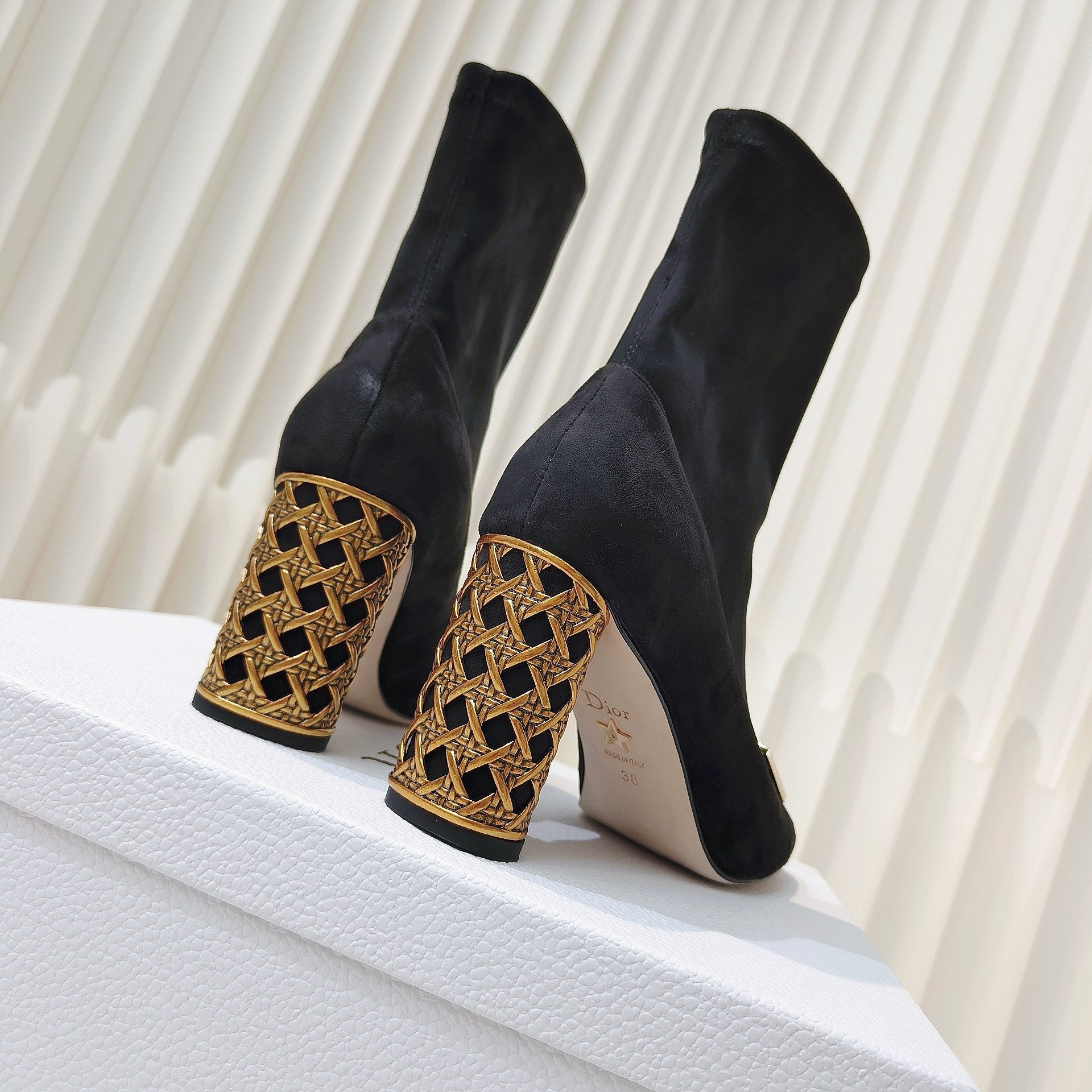 Miss Dior Ankle Boots 80mm Black Suede 111382