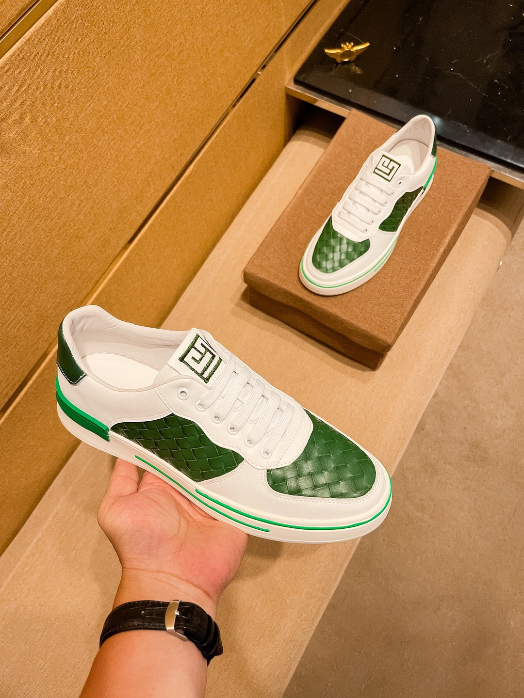 GG Men's Sneaker Green Cowhide 444492