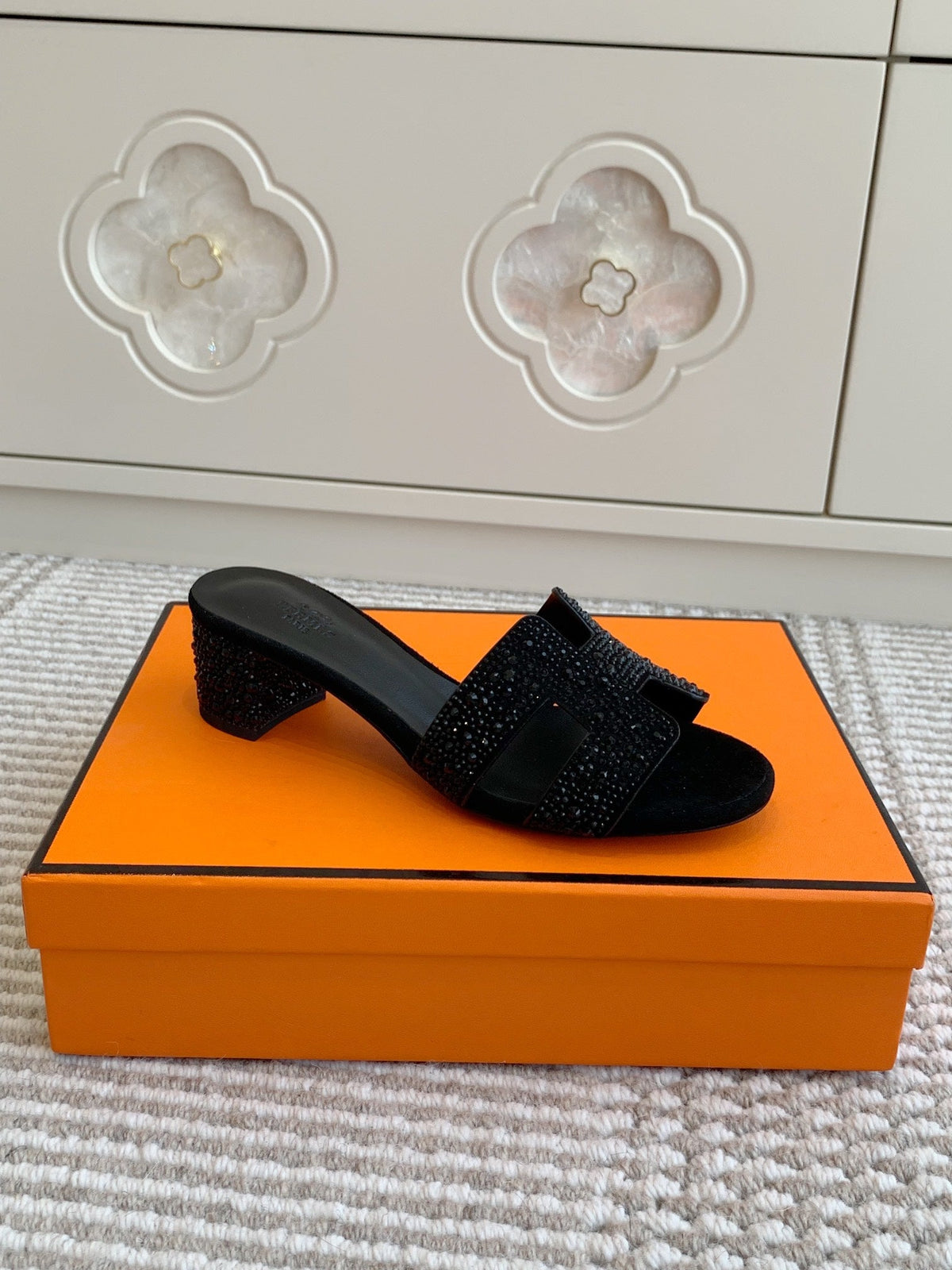 HM Oasis Sandal 50mm Black Suede Goatskin 291392