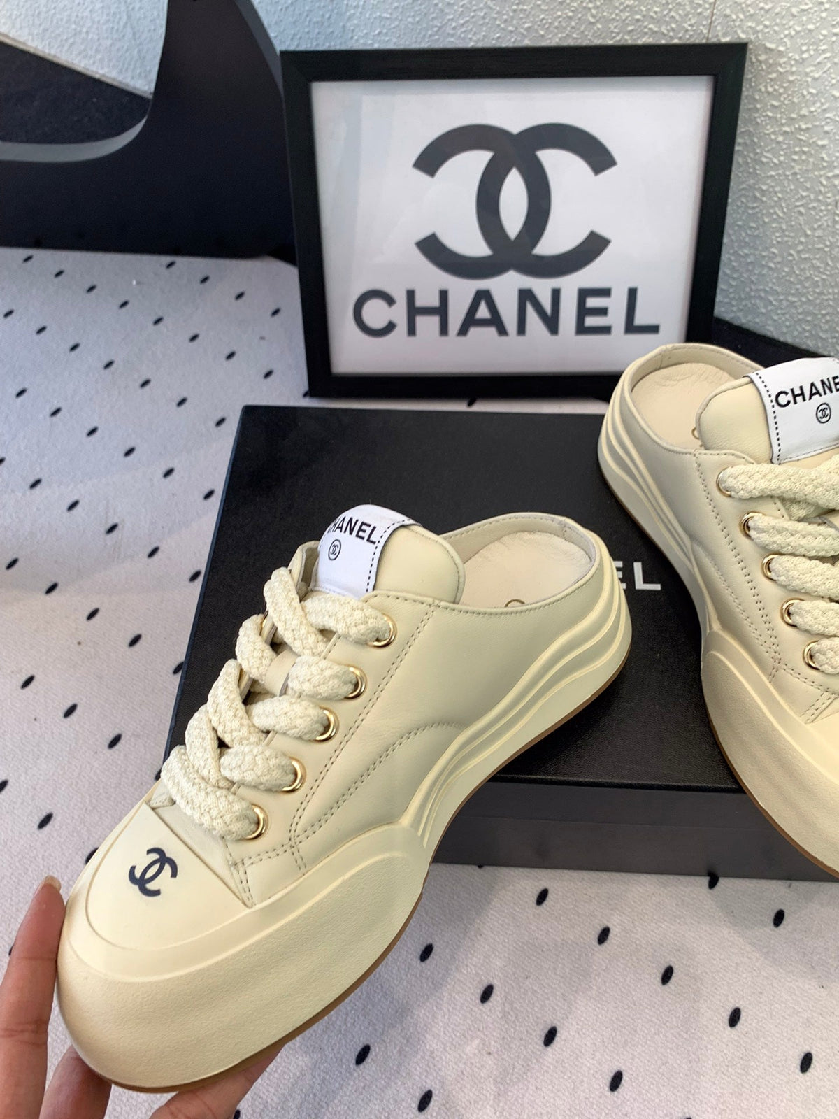 CC Mule Sneaker 50mm In Ivory White Cowhide 147069