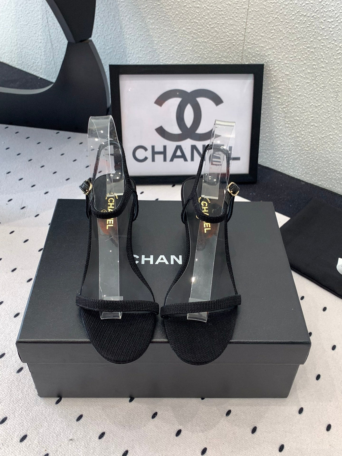 CC Sandal In Black Canvas Fabric 147096