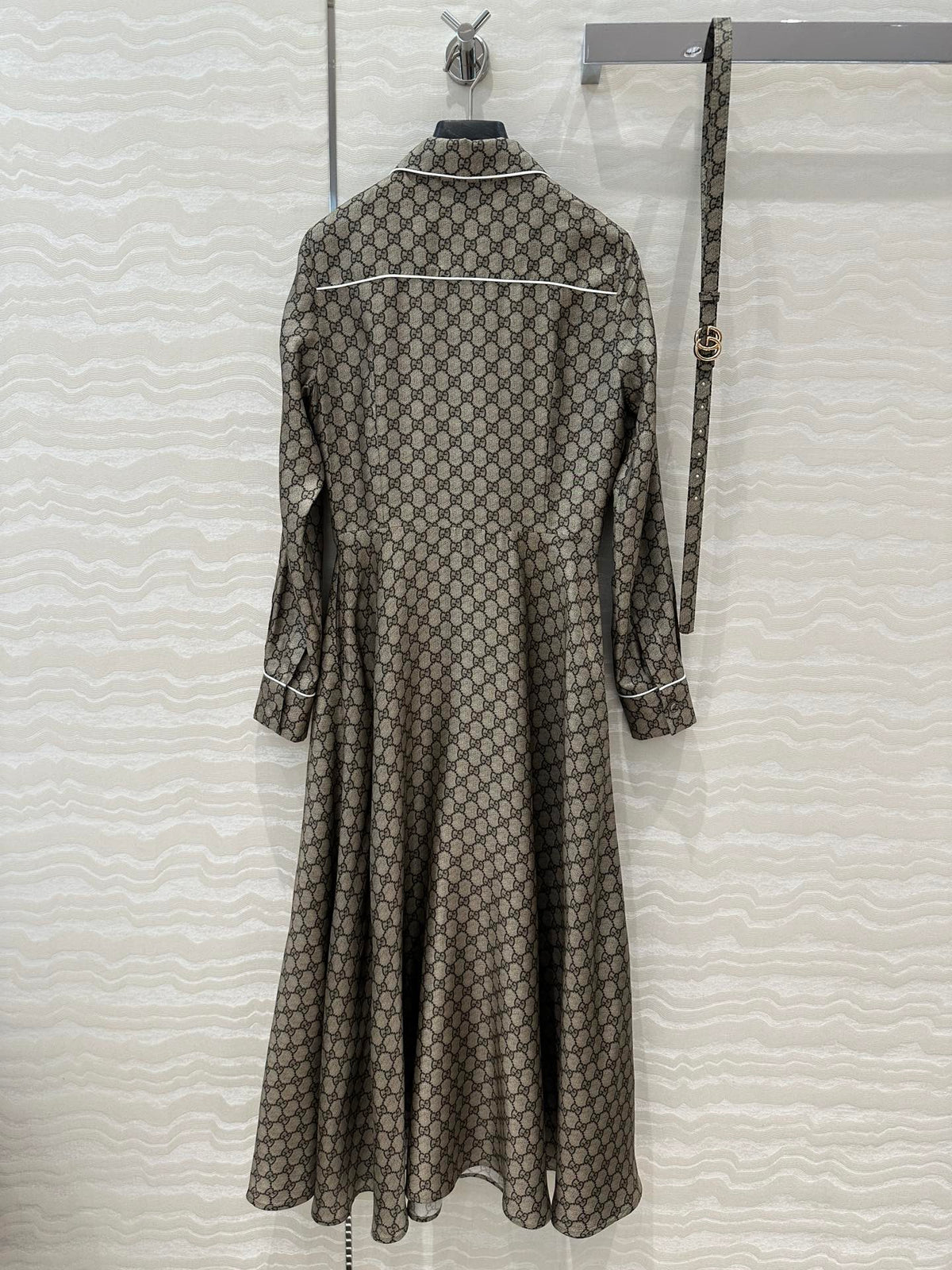 Gucci 25 Monogram Dress Gray Silk
