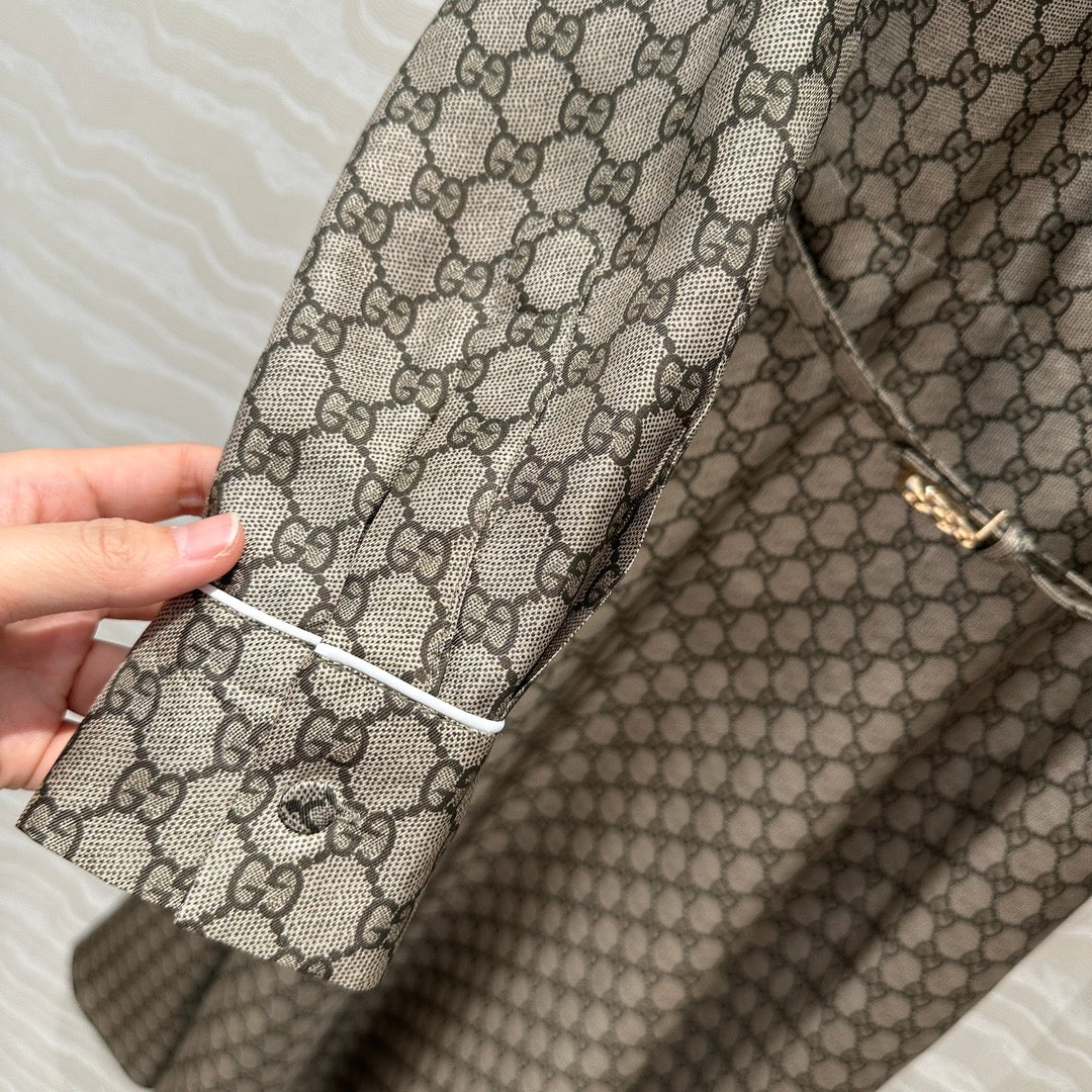 Gucci 25 Monogram Dress Gray Silk