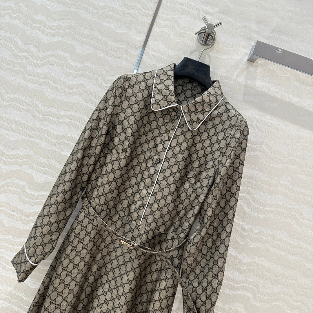 Gucci 25 Monogram Dress Gray Silk
