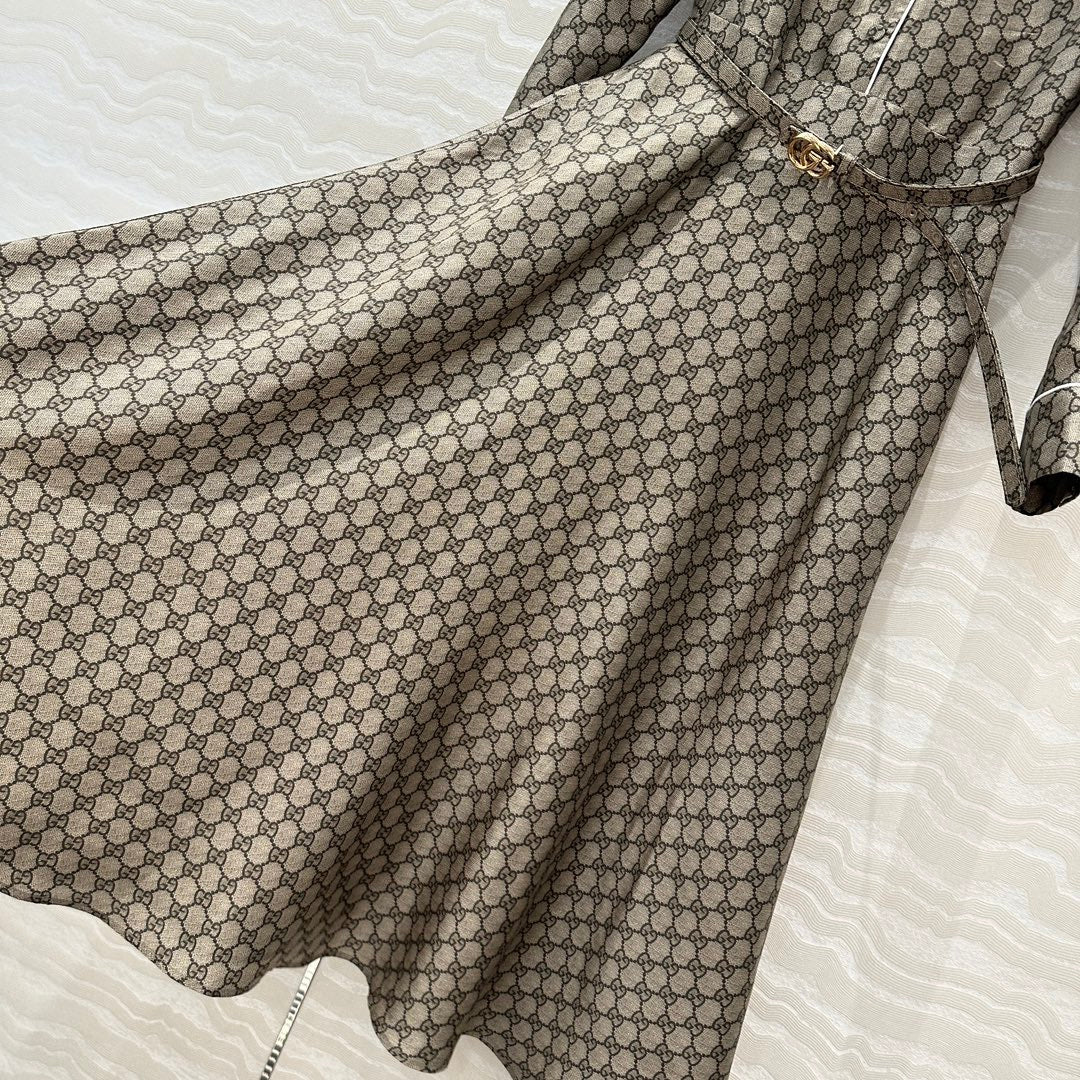 Gucci 25 Monogram Dress Gray Silk