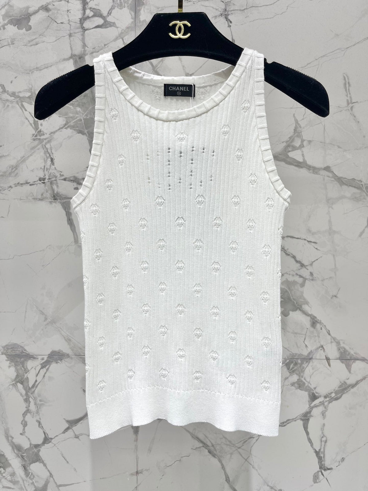 CC White Knitted Fabric Vest