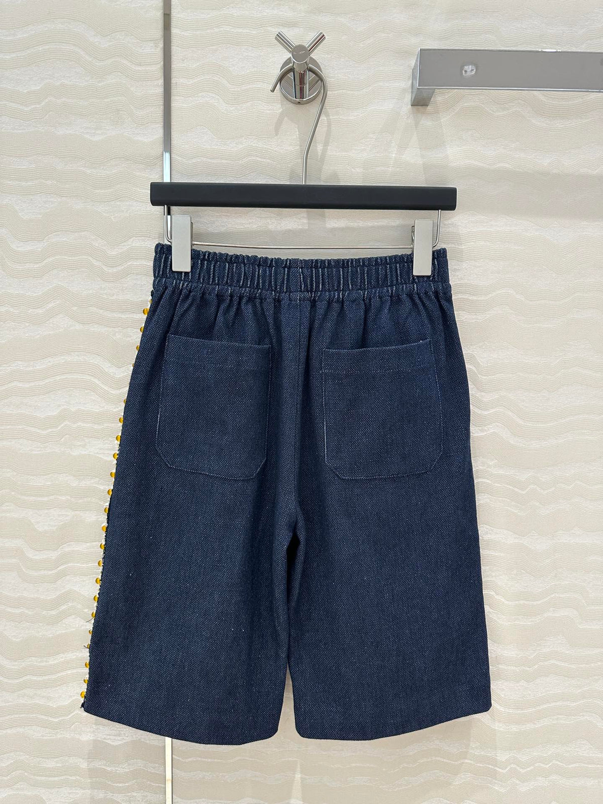 CC Shorts In Navy Blue Denim Fabric