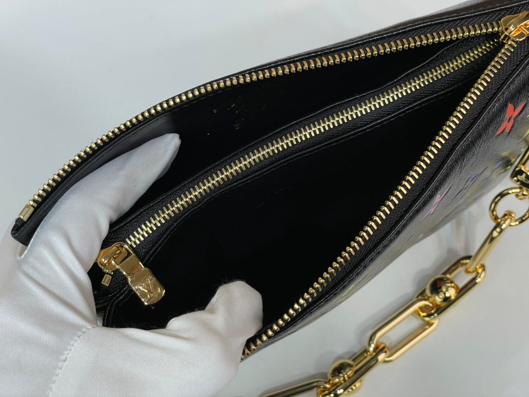 LV x TM Coussin BB 21cm Black Multicolor Monogram-embossed Lambskin