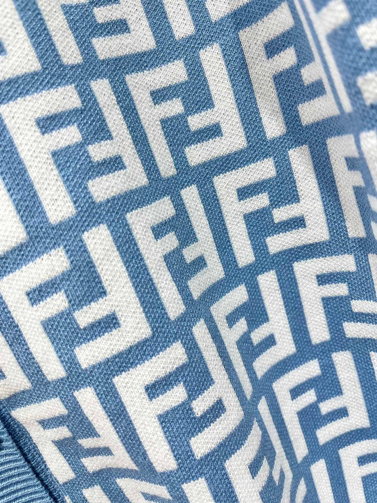 Fendi Double f Letter Knitted Cardigan Steel Blue Wool