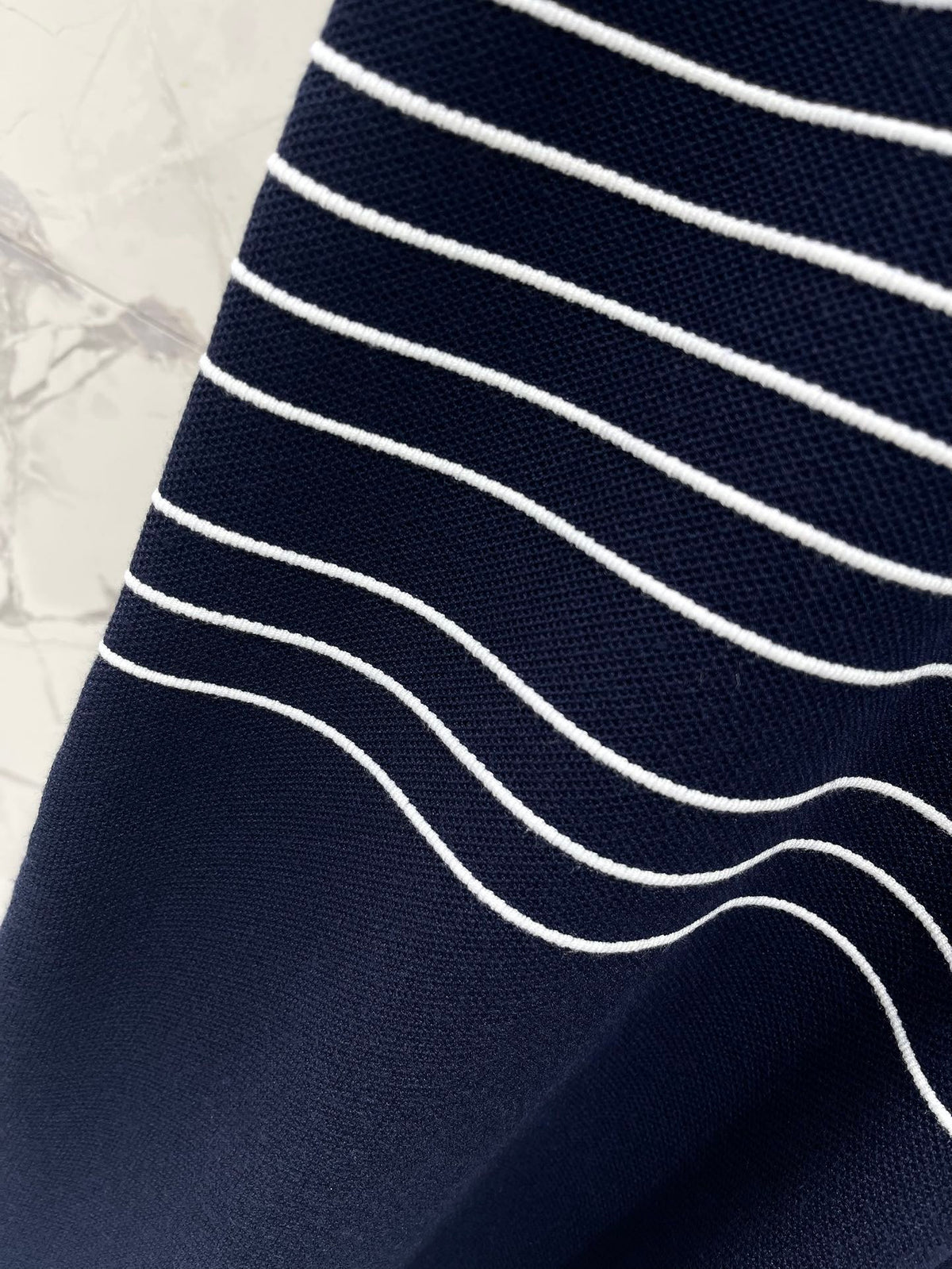 Gucci Polo Shirt Dress Blue White Wool