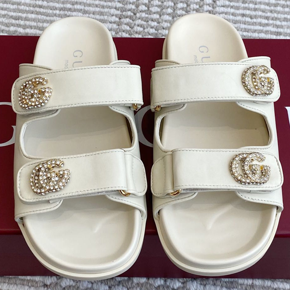 GC sandal with Double G White Calfskin 291023
