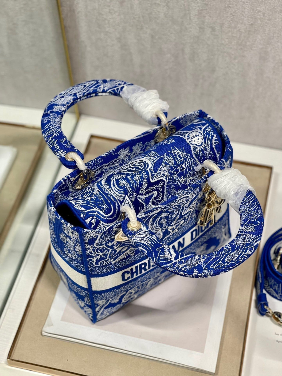 CD New Blue Tiger 24 Lady Dior Bag Canvas 336715