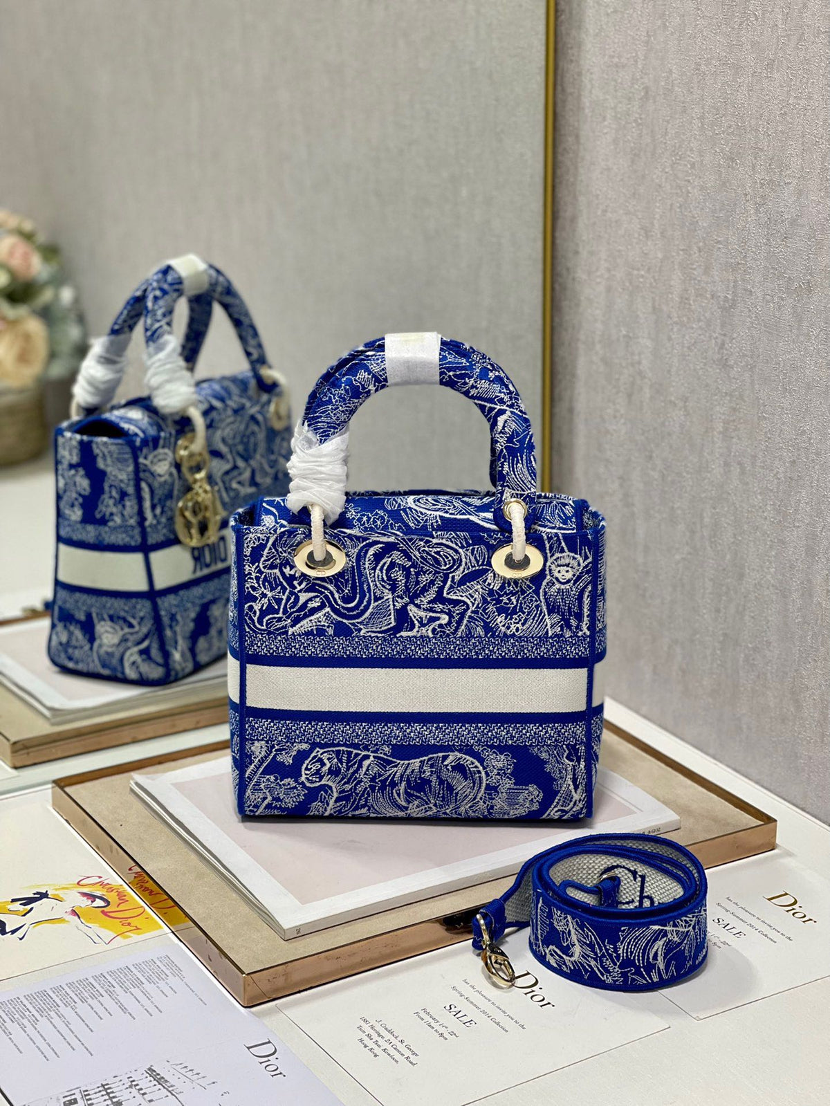 CD New Blue Tiger 24 Lady Dior Bag Canvas 336715