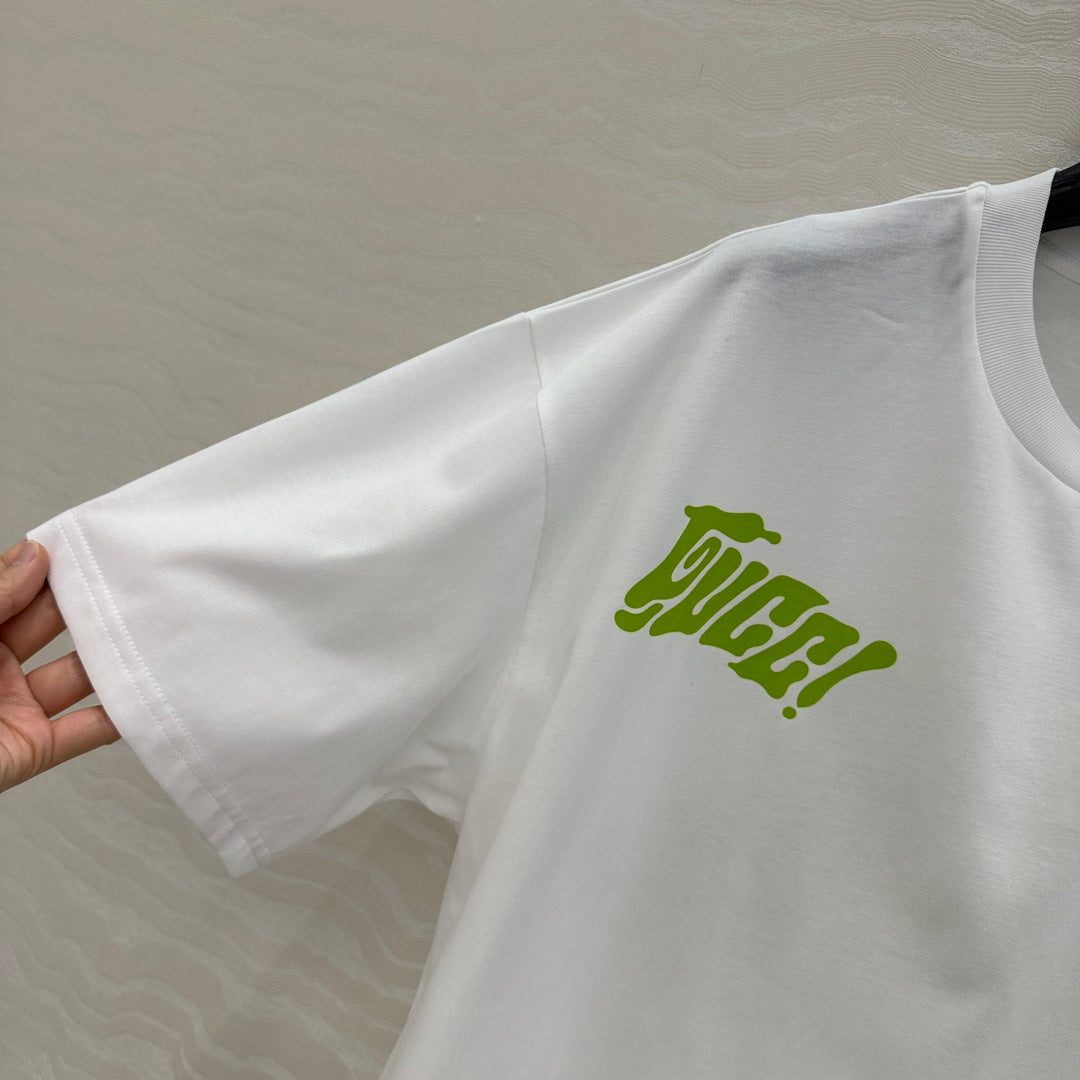 Gucci Short-sleeved T-shirt White Green Cotton