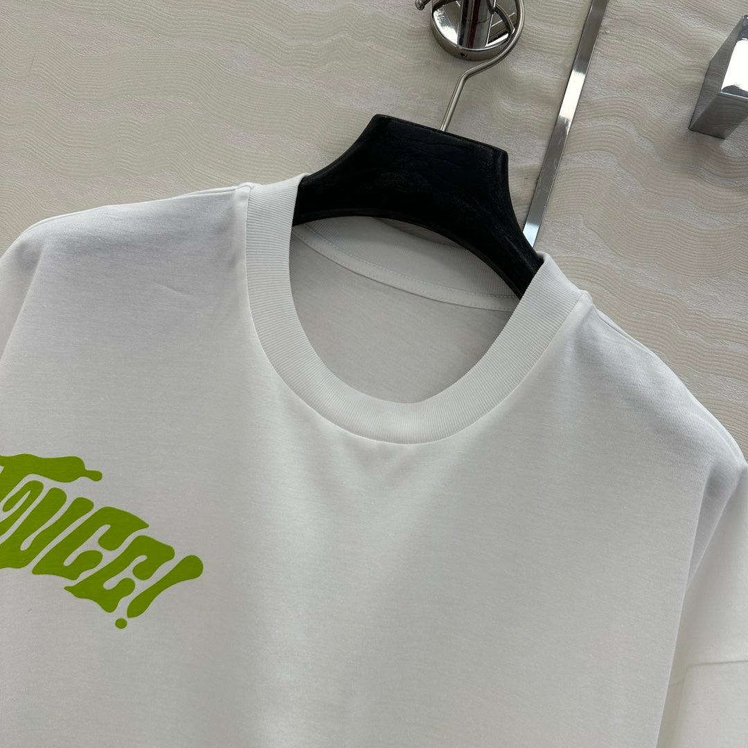 Gucci Short-sleeved T-shirt White Green Cotton