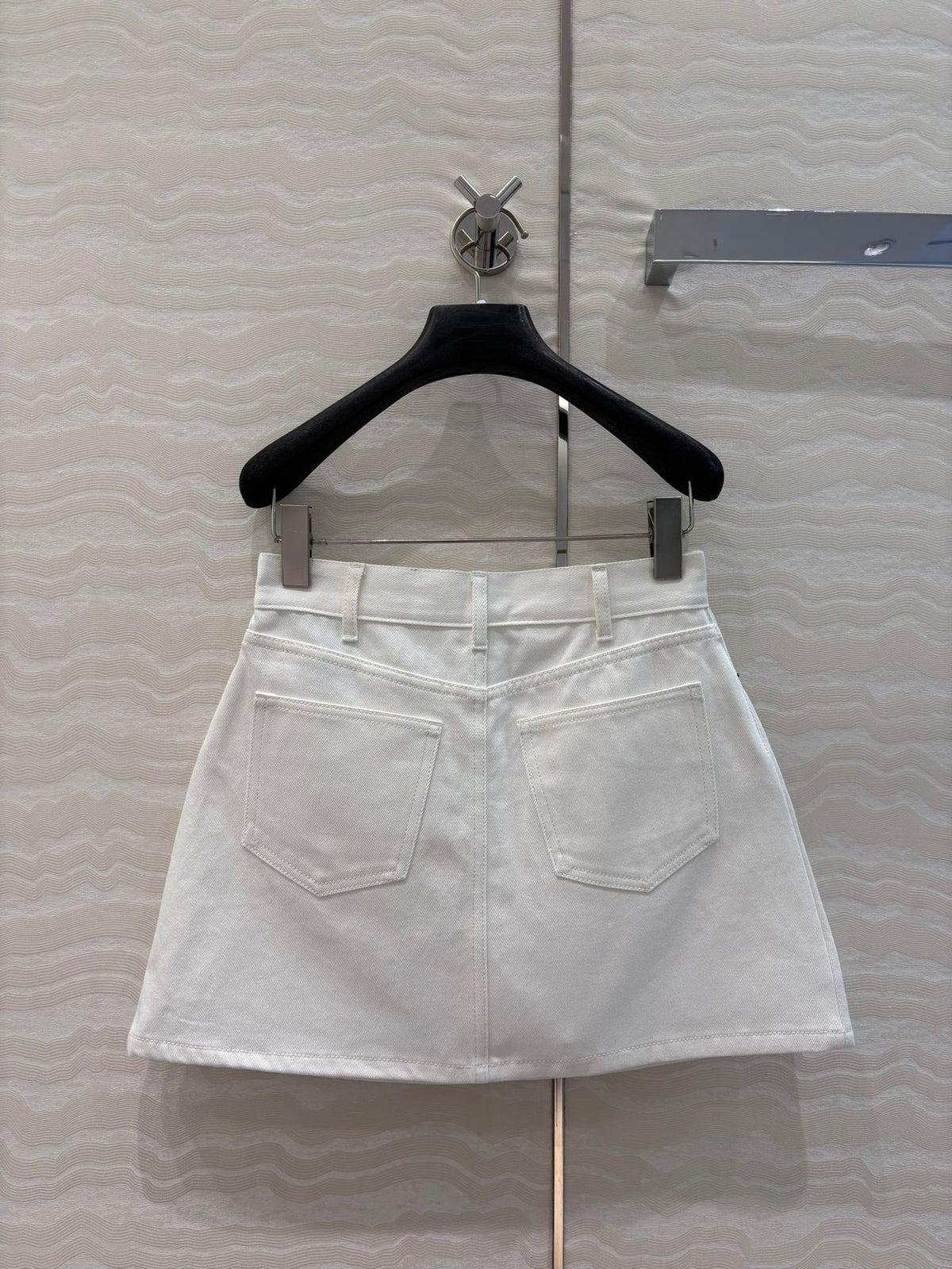 Celine 25 Embroidered Small Flower Skirt White  Cotton