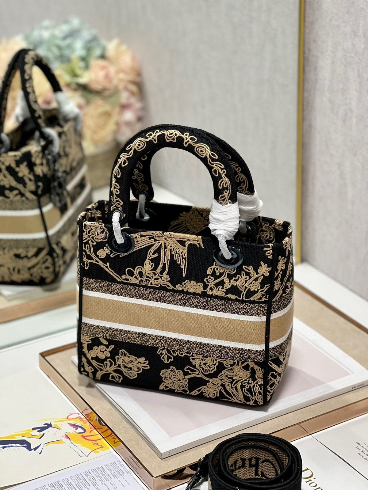 CD Black Phoenix 24 Lady Dior Bag Canvas 336712