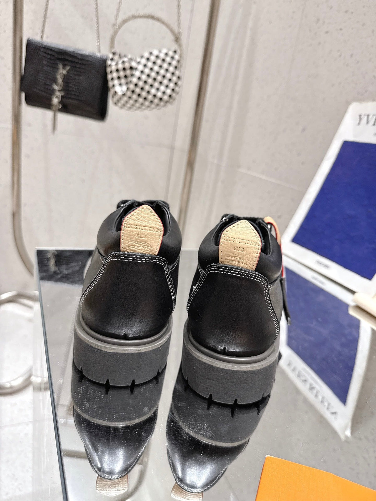 LV Pharrell and Nigo Hiking Shoes Black Sheepskin 383741