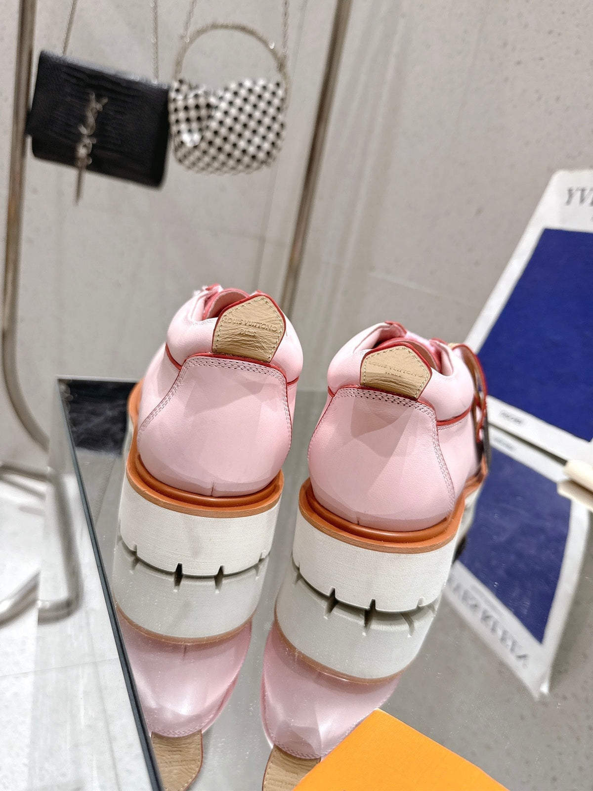 LV Pharrell and Nigo Hiking Shoes Pink Sheepskin 383742