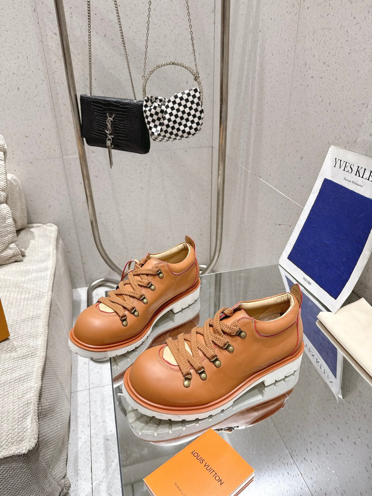LV Pharrell and Nigo Hiking Shoes Brown Sheepskin 383744