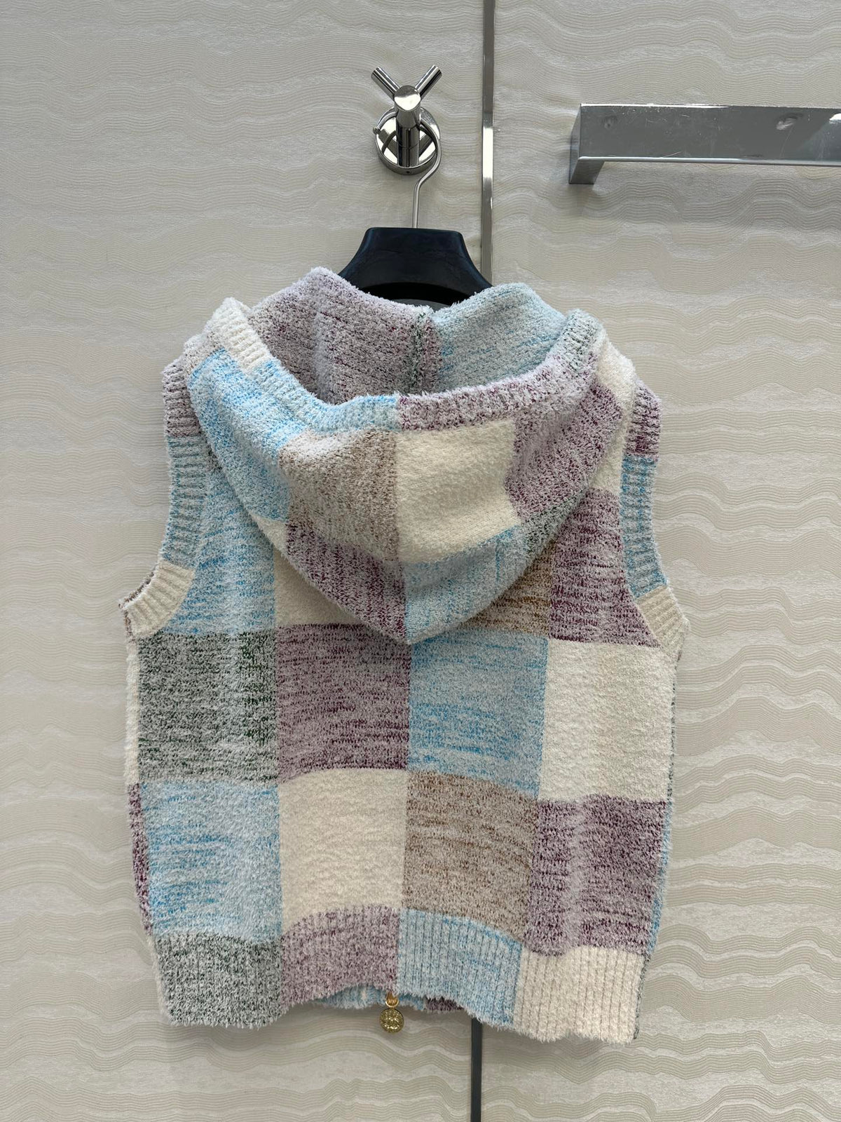 CC Hooded Vest Multicolor Polyester Acrylic Fibers Wool