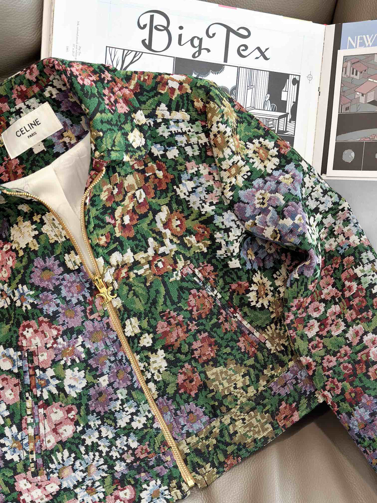 Celine 25 Flower Jacket Green mix colors Cotton