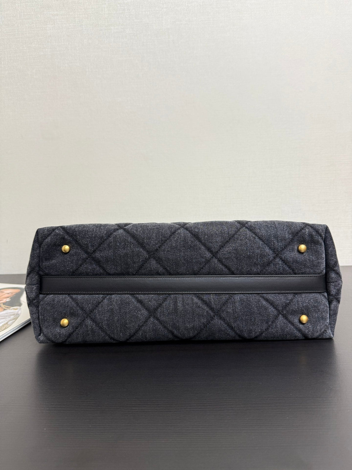 Chanel 2026 Tote Bag 44cm Black Quilted Denim Leather