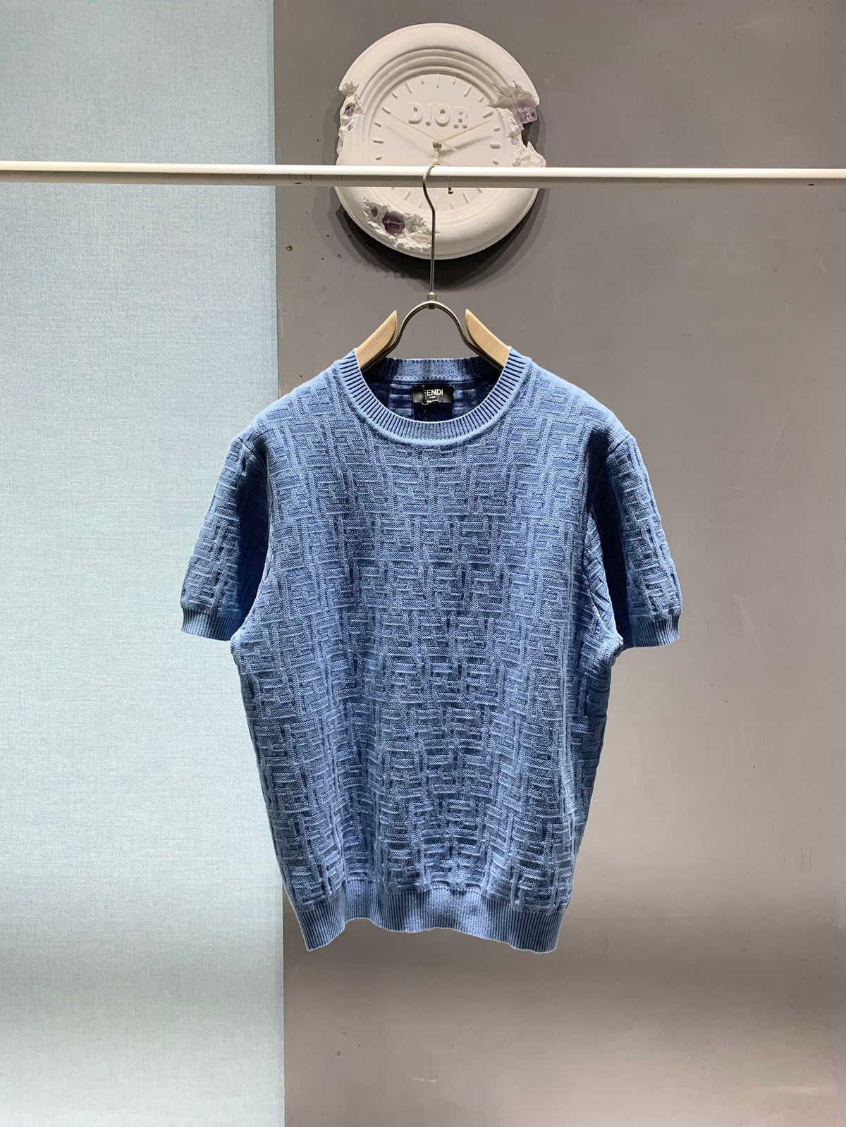 Fendi 2026 Men's Jacquard T-shirt Cotton Knit 801438