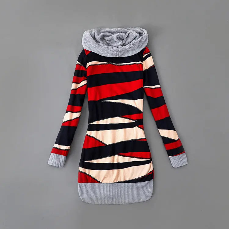 Thick Printed Hooded Knitted Cardigan Jacket hercurva
