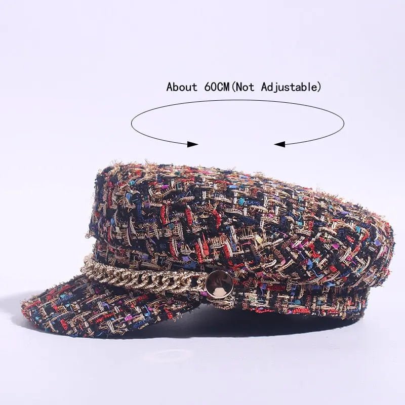 Ladies peaked cap octagonal cap fashion military cap hercurva