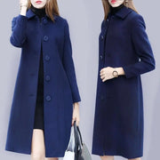Mid-length Hepburn Style Slim Slim Woolen Coat hercurva