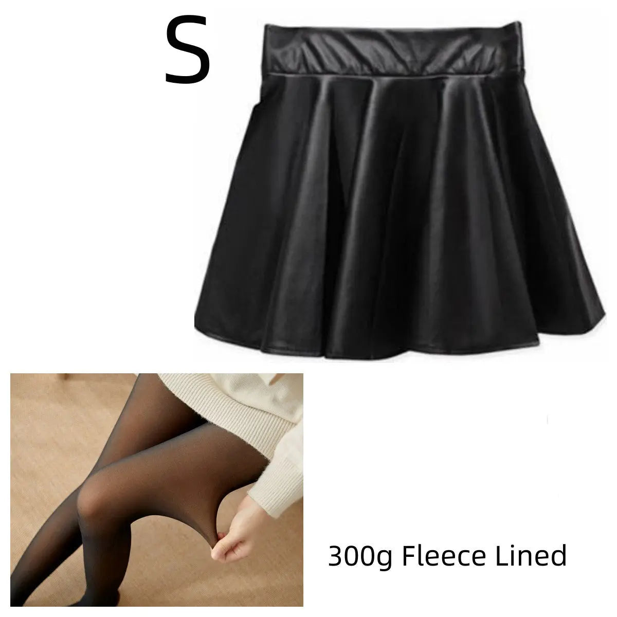 High waist Faux Leather Skirt sun skirt pleated skirt hercurva
