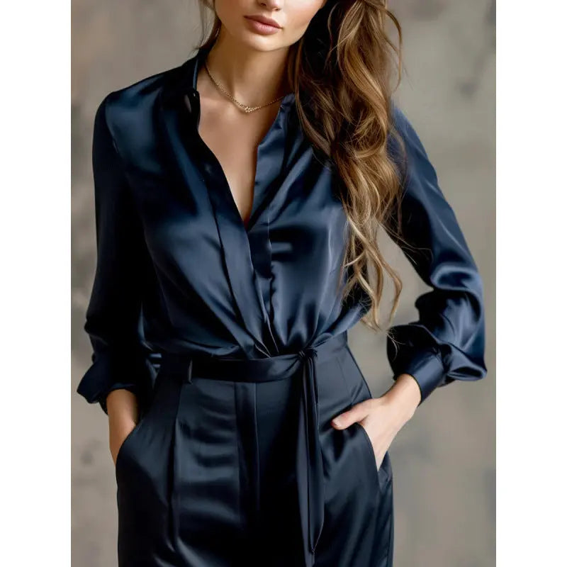 Solid-color Casual Loose-fit Women's Shirt hercurva
