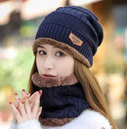 Knit Hat Female Winter ThickeningCap Warm Earmuffscap Head Outdoor Cycling Korean Version Of The Tide Collar Wool Hat hercurva
