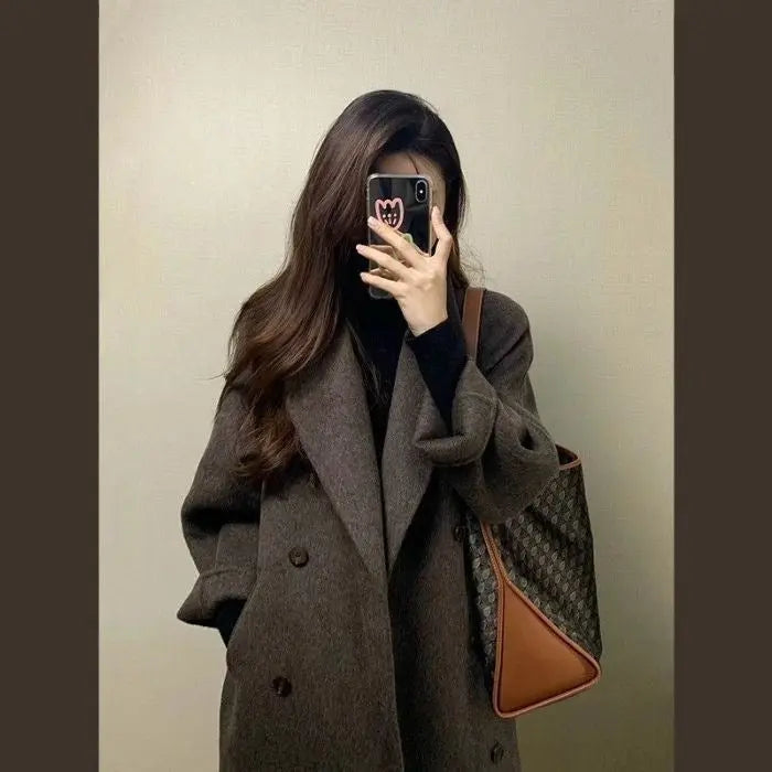 Women's Thickened Knee-length Mid-long Korean-style Wool Coat hercurva