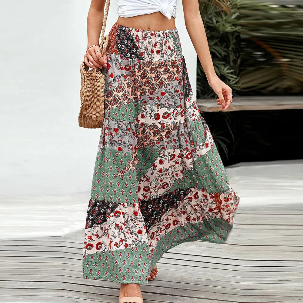 Loose fashion print high waist skirt hercurva
