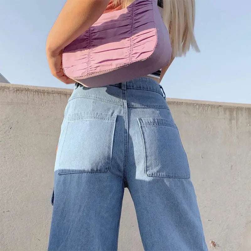 Women's Jeans Washed Large Pocket Loose hercurva