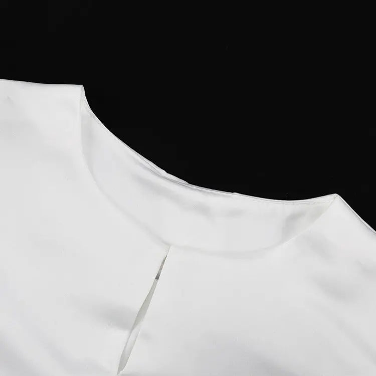 Satin Puff Sleeve Short Top Loose French Simplicity Shirt hercurva