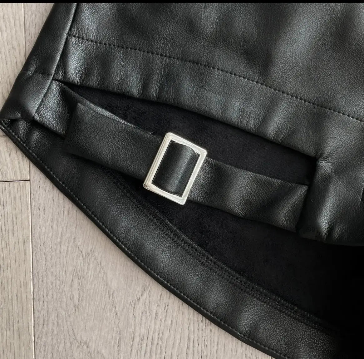 Black Buckle Washed Leather Shorts For Women hercurva