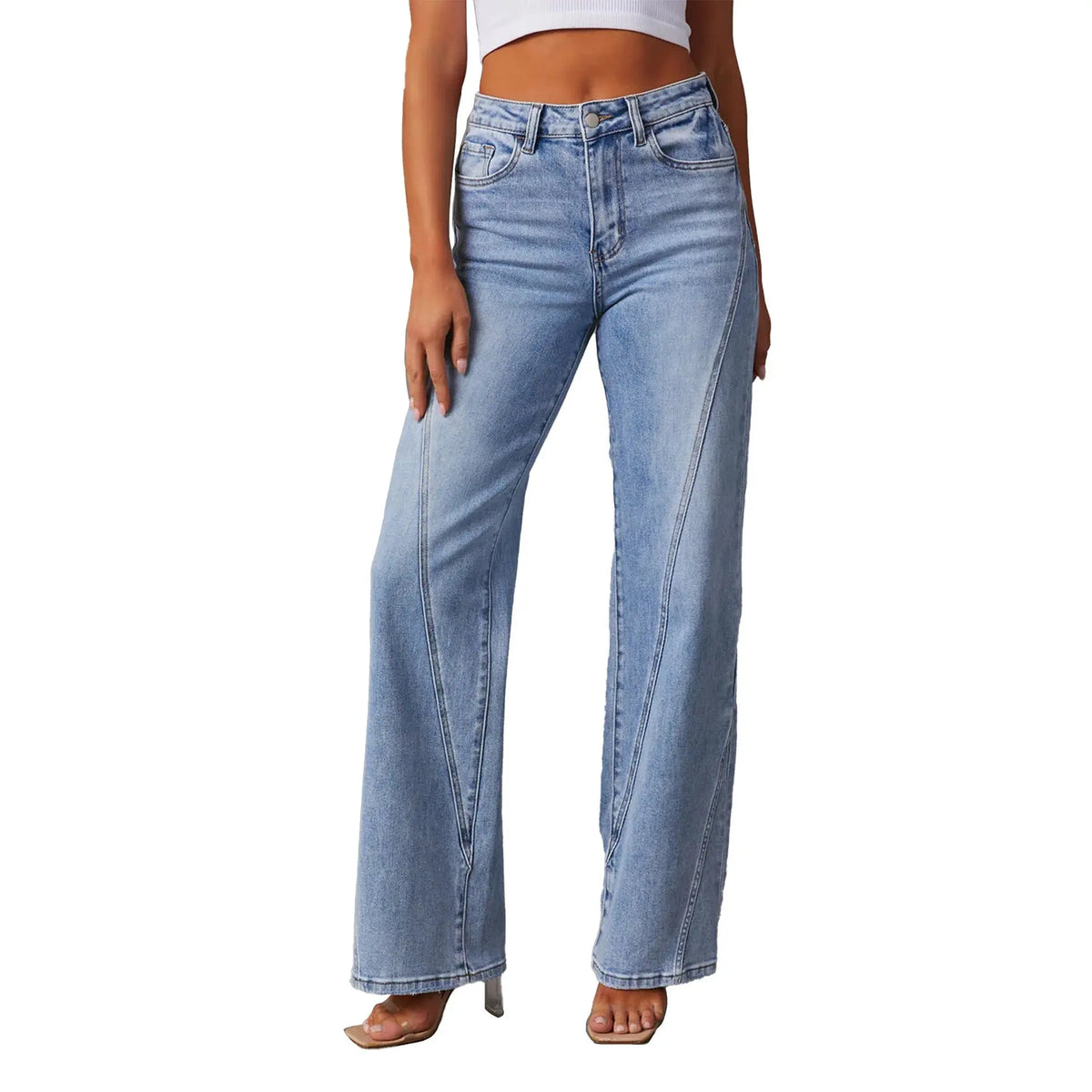 Casual Patchwork Women's Wide Leg Jeans hercurva