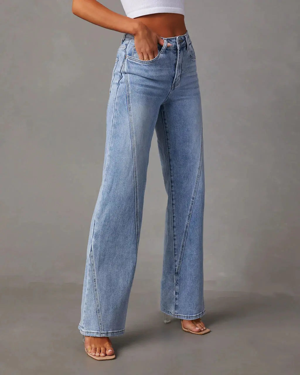 Casual Patchwork Women's Wide Leg Jeans hercurva